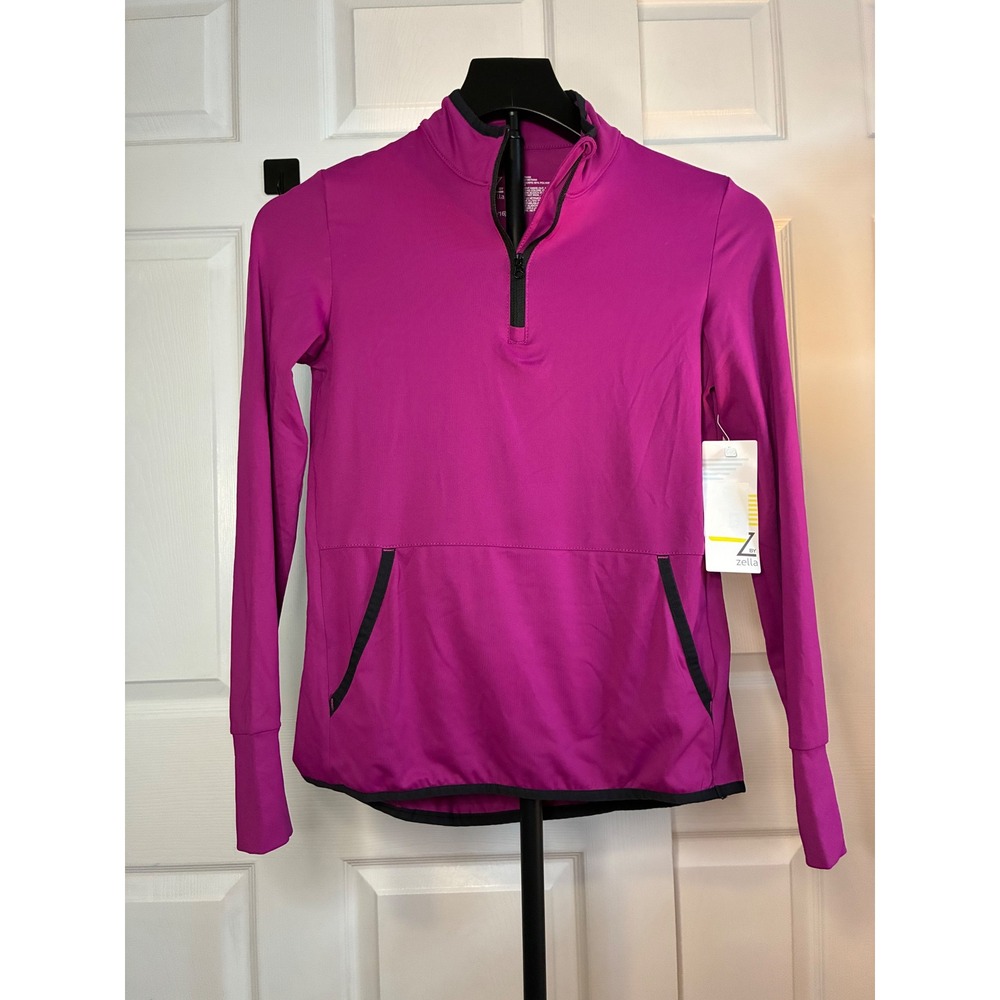 Z by Zella Kids Magenta Pink Quarter‎ Zip Pullover Active Top Size L 14/16 NEW